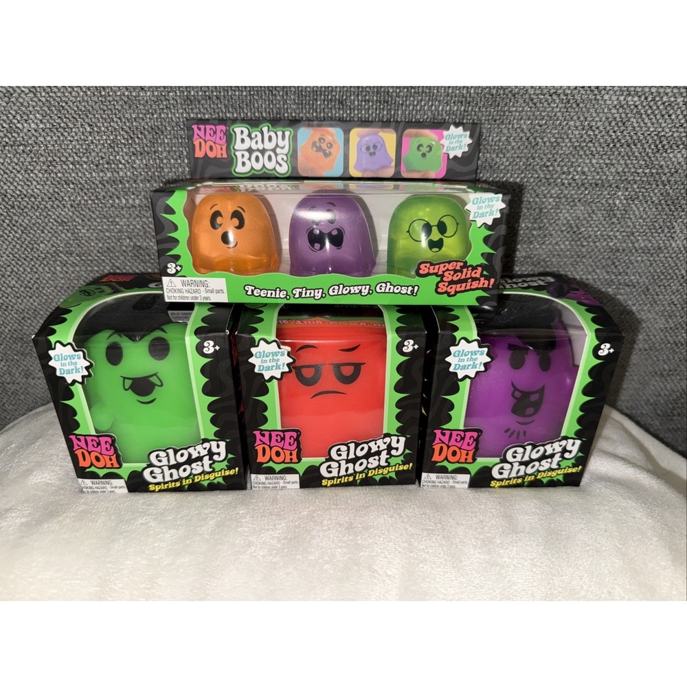 NeeDoh Glowy Ghost & Baby Boos Costumed Glow-in-the-Dark Squishy Squeeze Toy